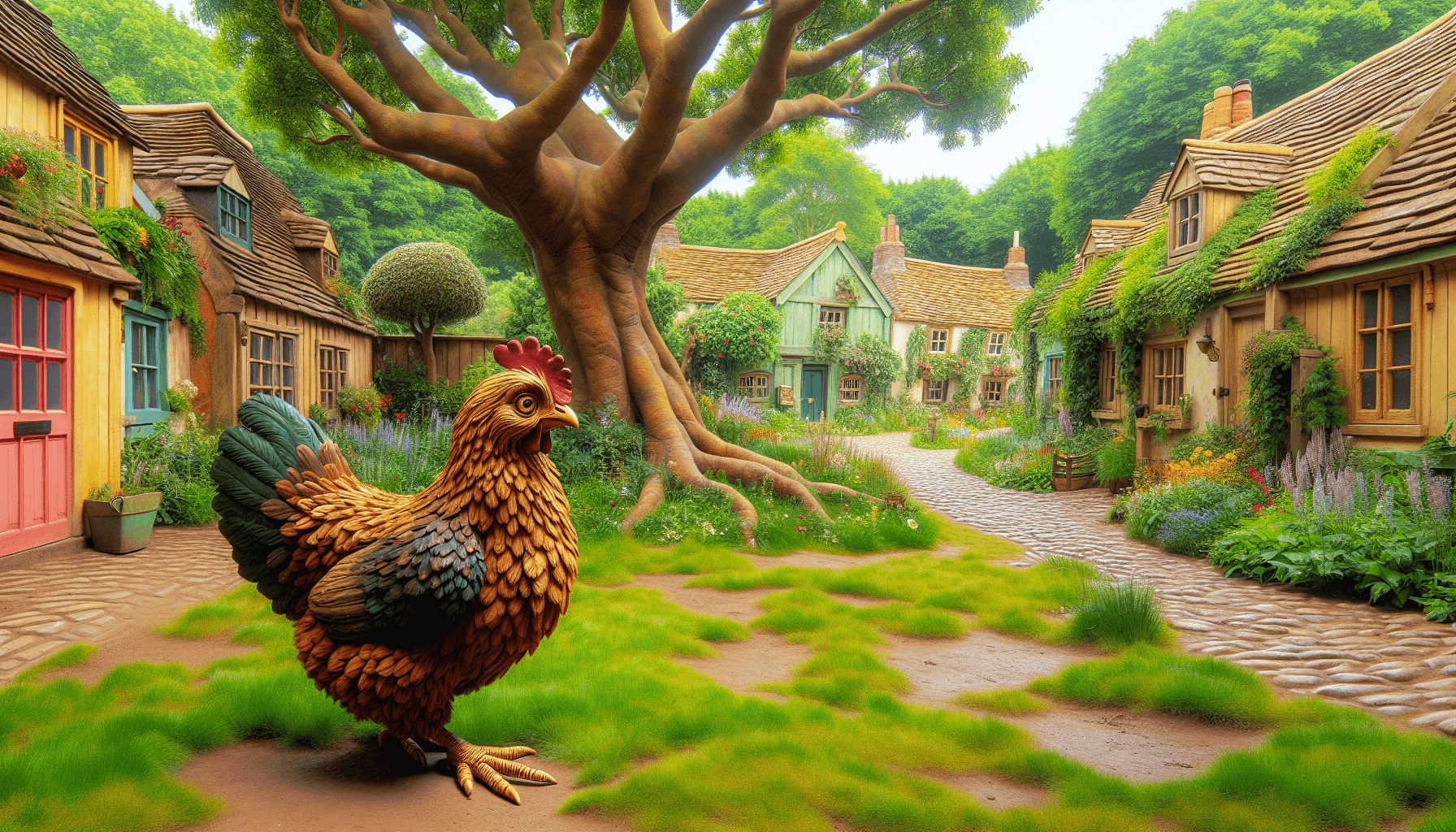 Clucky explorando el pueblo